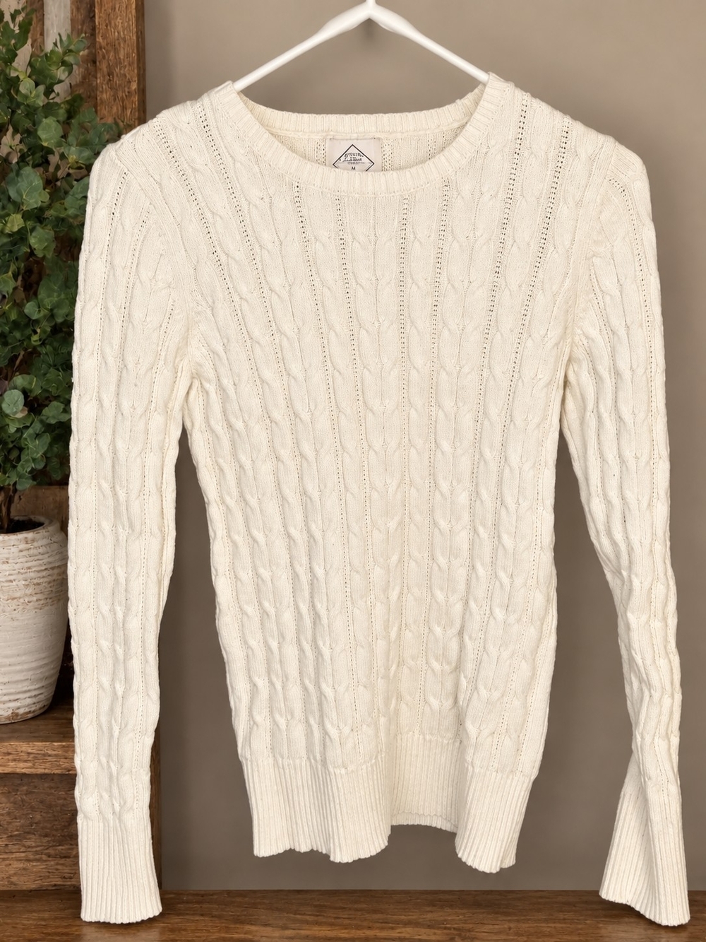 St. John's Bay Cream Cable Knit Crewneck Sweater
